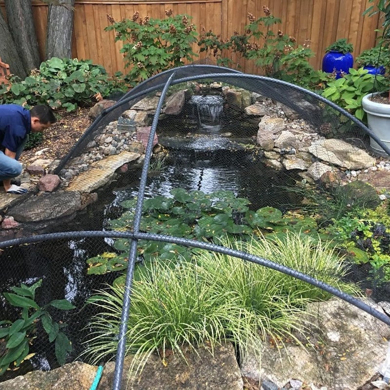 Vocray Koi Pond Netting for Leaves 25x50 Ft, 1 in Strong Woven Fine Mesh Pond Leaf Net Cover, Protecting Koi Fish from Herons, Raccoons, Birds, Cats & Predators, 28 Pcs Stakes Included - Image 5